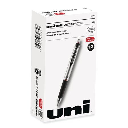 UNI-BALL Impact 207 Retractable Gel Pen, Bold 1mm, Red Ink, Black/Red Barrel 65872